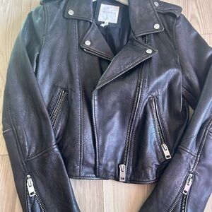 Avec Les Filles Dark Leather Moto Jacket